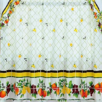 White Polyester Fruit Medley Kitchen Curtain Set