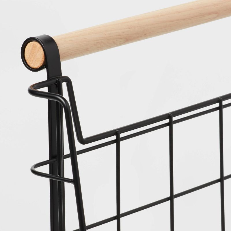 Wire Open Front Basket Black with Natural Wood Handles - Brightroom&#8482;, 4 of 5