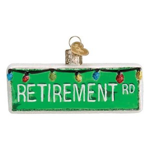 Old World Christmas 1.0 Inch Happy Retirement Ornament Retire Sign Tree Ornaments - 1 of 3