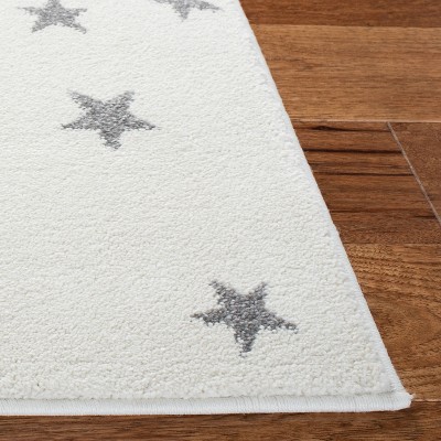 Ivory and Grey Moon and Stars Kids Area Rug