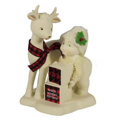 Dept 56 Snowbabies 5.0" Warm Woolen Mittens Reindeer Christmas  -  Decorative Figurines