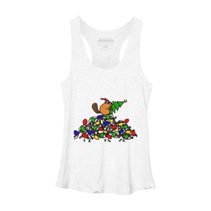 Women's Design By Humans Cool Christmas Beaver dding Lights to Dam By SmileToday Racerback Tank Top - 1 of 3