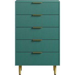 Coucheta 3 Drawer Dresser, Modern Black Fluted Dresser for Bedroom, Wood Chest of Drawers Nightstand with Metal Handles & Legs - 1 of 1