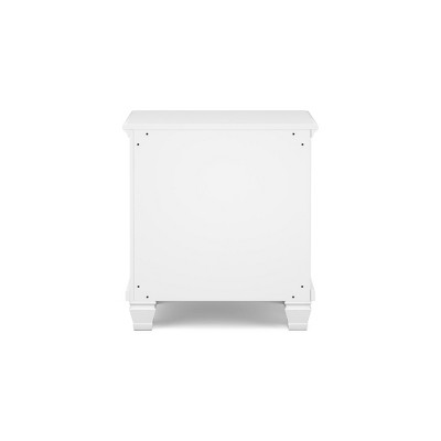 White Transitional 2-Drawer Nightstand with Metal Knobs