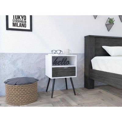 NicBex Nightstand with 1 Drawer,15.75 inch Bedside Table with Open Shelf and  Wood Legs,Modern Side Table for Bedroom,Living Room