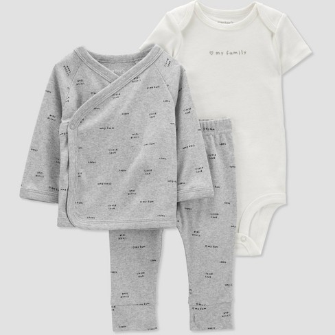 Carter's Just One You® Baby Boys' 3pc Top & Bottom Set - Gray - image 1 of 4