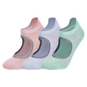 Anna-Kaci Women's 3-Pack Quarter Cut Ballet Grip Socks with Slightly Shiny Stretch Knit and Anti-Slip Sole - 1 of 4