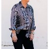 Women's Turn-Up Cuff 3/4 Sleeve Button Shimmer Woven Shirt - Multiples - 2 of 4