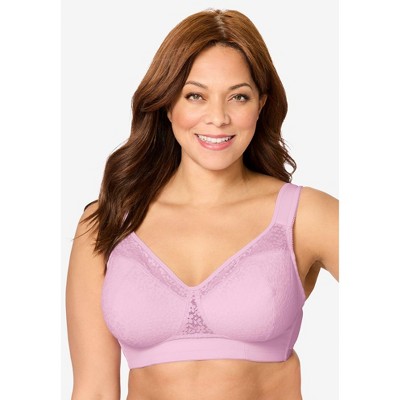 Comfort Choice Women's Plus Size  Full Coverage Lace Overlay Bra