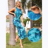 INSPIRE CHIC Women's Floral Print Sleeveless Crew Neck Ruched Fitted Back Slit Bodycon Maxi Dress - 2 of 4