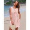 EXLURA Women's Summer Spring Pleated Tie Front Mini Dress Casual Beach Sundress 2025 Vacation Bow Sleeveless Loose Dresses - 3 of 4
