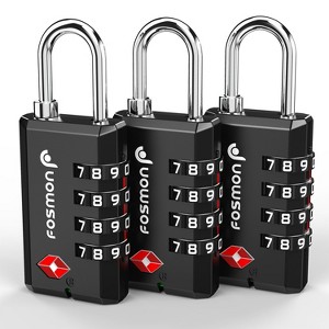 Fosmon TSA Approved Luggage Lock, Combination Padlock with Zinc Alloy Body, Combo TSA Lock for Luggage, Suitcase, Locker, Gym, Backpack - Black - 1 of 4