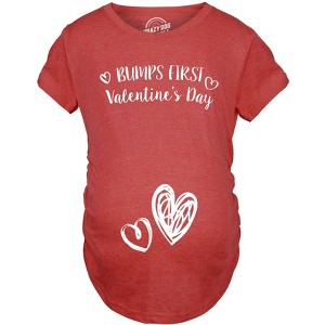 Bumps First Valentines Day Maternity Shirt Cute Announcement Baby Pregnancy Tee - Crazy Dog Maternity T Shirt - 1 of 4