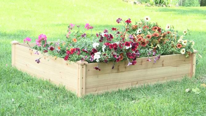 Sunnydaze Outdoor Square Wood Raised Garden Bed for Flower, Vegetable, and Herb Gardening - 48" Square - Brown, 2 of 11, play video