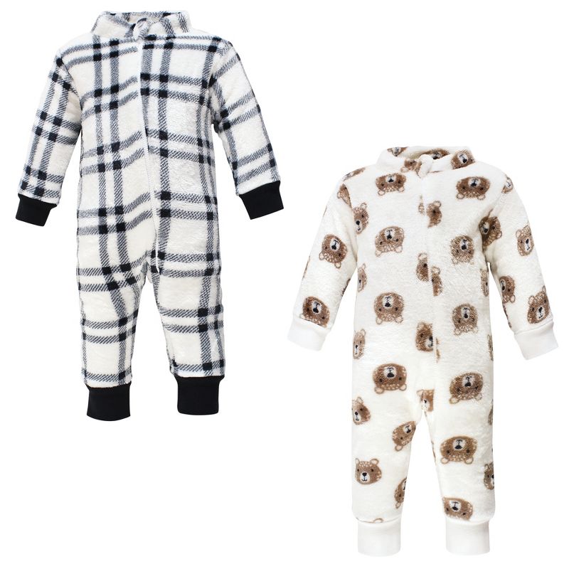 Hudson Baby Infant Boy Plush Jumpsuits, Brown Bear, 1 of 5