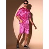 INSPIRE CHIC Men's Summer Short Sleeve Party Velour T-Shirt & Shorts Velvet Set - 2 of 4