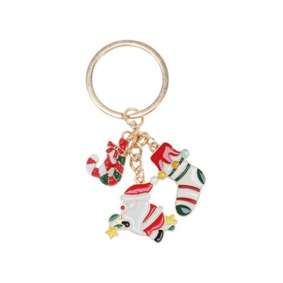 Unique Bargains Christmas Keychain Double Ring Zinc Alloy Multicolored 1 Pc