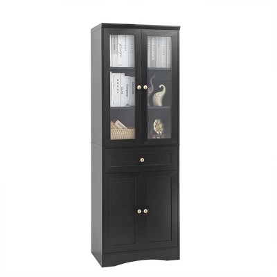 Rbied 23.30 in. W x 14.50 in. D x 66.90 in. H Black Storage Cabinet Linen Cabinet with Adjustable Shelf