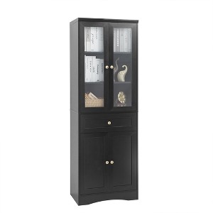 Rbied 23.30 in. W x 14.50 in. D x 66.90 in. H Black Storage Cabinet Linen Cabinet with Adjustable Shelf - 1 of 4