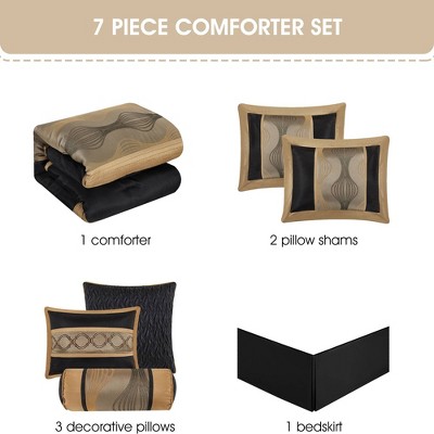 King Black and Silver Microfiber 7-Piece Comforter Set