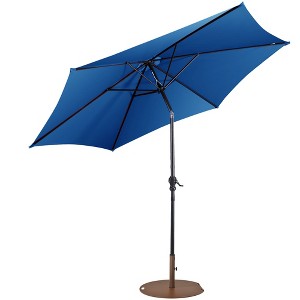Costway 9ft Patio Umbrella Outdoor W/ 50 LBS Round Umbrella Stand W/ Wheels - 1 of 4