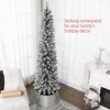 7ft Artificial Christmas Tree, Snow Flocked Branches, Metal Base, Pencil Xmas Tree - 4 of 4