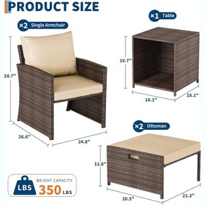 Orieon 5-Piece Wicker Patio Seating Group,Ottoman - 1 of 4