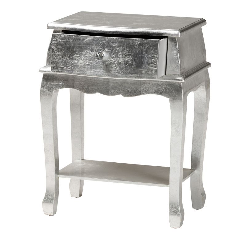 Baxton Studio Harriet Classic and Traditional Silver Finished Wood 1-Drawer End Table, 3 of 10