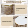 42"W Modern Oval Coffee Table Cocktail Table Center Table Accent Table with Cut-Out Pattern Metal Stainless Steel Frame, White+Gold-ModernLuxe - 4 of 4