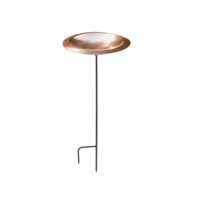 2.5" Hammered Copper Birdbath Bowl with Stake Polished Copper Plated - Achla Designs