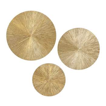Set of 3 Wood Plate Carved Radial Wall Decors - CosmoLiving by Cosmopolitan