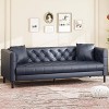 Coucheta 81" Leather Sofa Collection - Chesterfield Style 3-Seater with Deep Seats & 2 Pillows, Button Tufted Design, Multiple Colors - 4 of 4