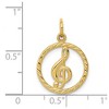 Black Bow Jewelry 14k Yellow Gold Treble Clef Circle Charm, 15mm - 4 of 4