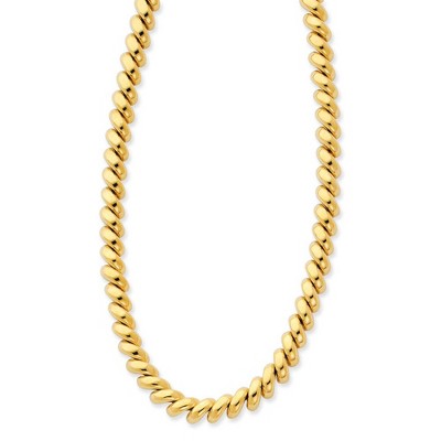 Black Bow Jewelry 6mm 14k Yellow Gold Hollow San Marco Chain Necklace 16 Inch