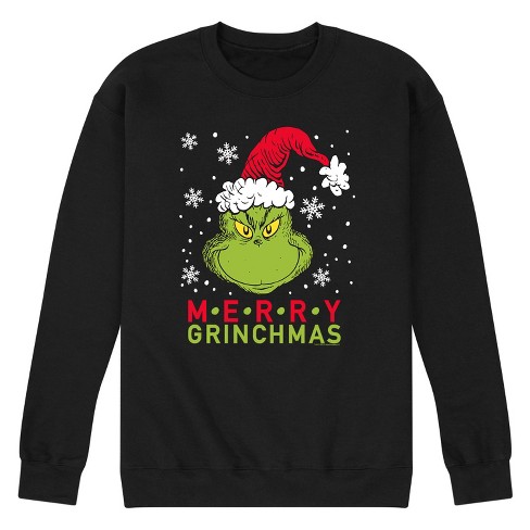 Men s Dr. Seuss Merry Grinchmas Santa Grinch Graphic Fleece Sweatshirt Target