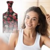 Unique Bargains Plastic Wide Tooth Hair Pick Comb Hair Styling Tool Flower Pattern Red Black 1 Pc - 4 of 4