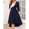 YesFashion Women's Maternity V-Neck 3/4 Sleeve Wrap Dress Casual Hi-Low Midi Tie Nursing Breastfeeding Dress with Belted - 3 of 4