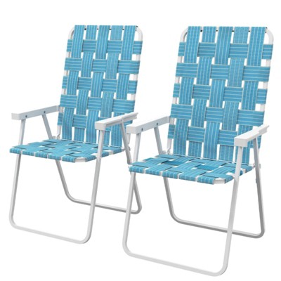 VisioGear Outdoor Portable Chairs, 2-Piece Folding Camping Chairs, Portable Beach Chair for Outdoor, Blue, 22.5"*22.5"*37"