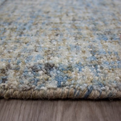 Chambray Blue and Gray Wool Handmade Rectangular Rug 4' x 6'