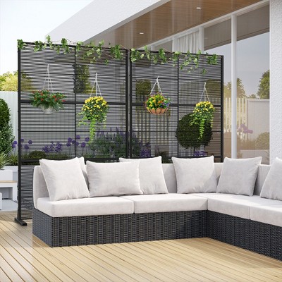 72" H×47"W Dovelina Black Outdoor Rattan Privacy Screen Decorative Garden Fence