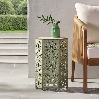 Maggift Patio End Tables Accent Side End Table for Outdoor and Indoor, Garden, Backyard Use, Special Design, Green, 12"*10.5"*18.5"