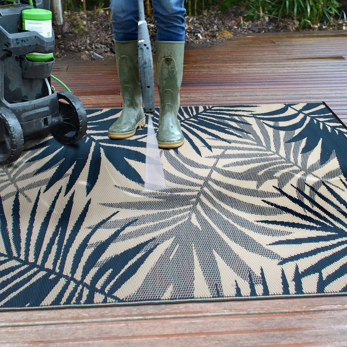World Rug Gallery Modern Floral Reversible Plastic Indoor and Outdoor Picnic Mat, Camping Rug, RV Rug:  Quick Dry,  UV Protection - thumbnail 10