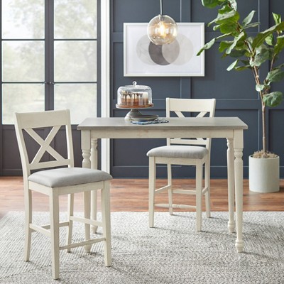 Montreal 24" White and Gray Cross-Back Counter Stools, Set of 2