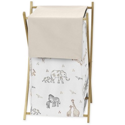 Image of Sweet Jojo Designs Boy or Girl Gender Neutral Unisex Laundry Hamper Serengeti Animals Multicolor