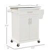 SKRAN Kitchen Island on Wheels, Rolling Kitchen Cart with Stainless Steel Countertop, Towel Rack and Spice Rack, Utility Storage Trolley, Cream White - 3 of 4