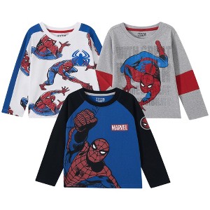 Marvel Spider-Man Boys 3 Pack Long Sleeve Shirt for Toddler and Big Kids - 1 of 4