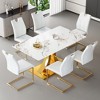 7-Piece Dining Set with 4 Upholstered Chairs and Tempered Glass Rock Top - 4 of 4