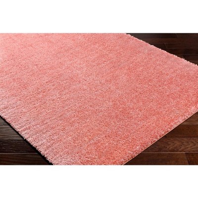Coral Pink Tufted Washable Synthetic Area Rug 5'3" x 7'