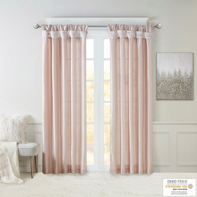MAYEERTY 50x84" Twist Tab Lined Window Curtain Panel Blush