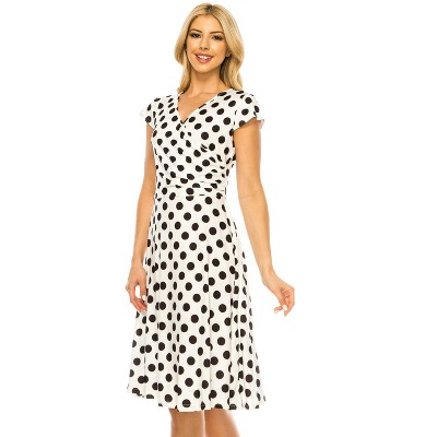 Women's Solid And Print V-neck Skater Dress